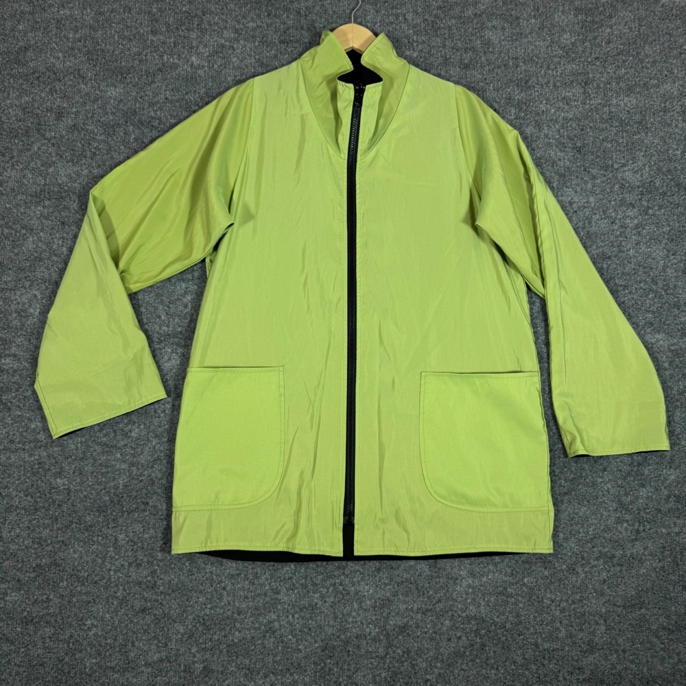 VTG Maralyce Ferree Reversible Full Zip Jacket Womens S Green Black Coat USA EUC